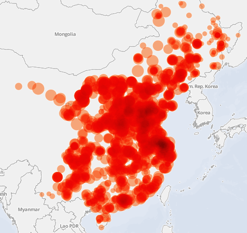 China Coal Plant Emissions by Health Impact. Damian Kahya for Greenpeace.